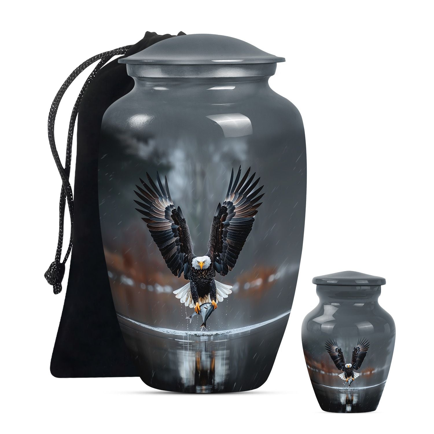 Eagle Theme Large Urn With 1 Keepsake Urn