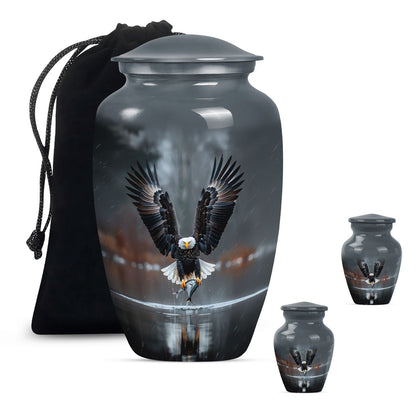 Eagle Theme Large Urn With 2 Keepsake Urn