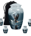 Eagle Theme Large Urn With 4 Keepsake Urn