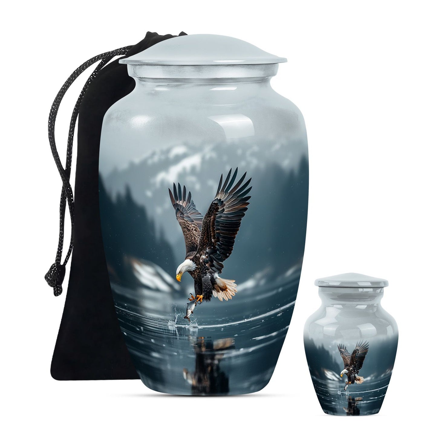 Eagle Theme Large Urn With 1 Keepsake Urn