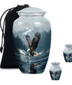 Eagle Theme Large Urn With 2 Keepsake Urn