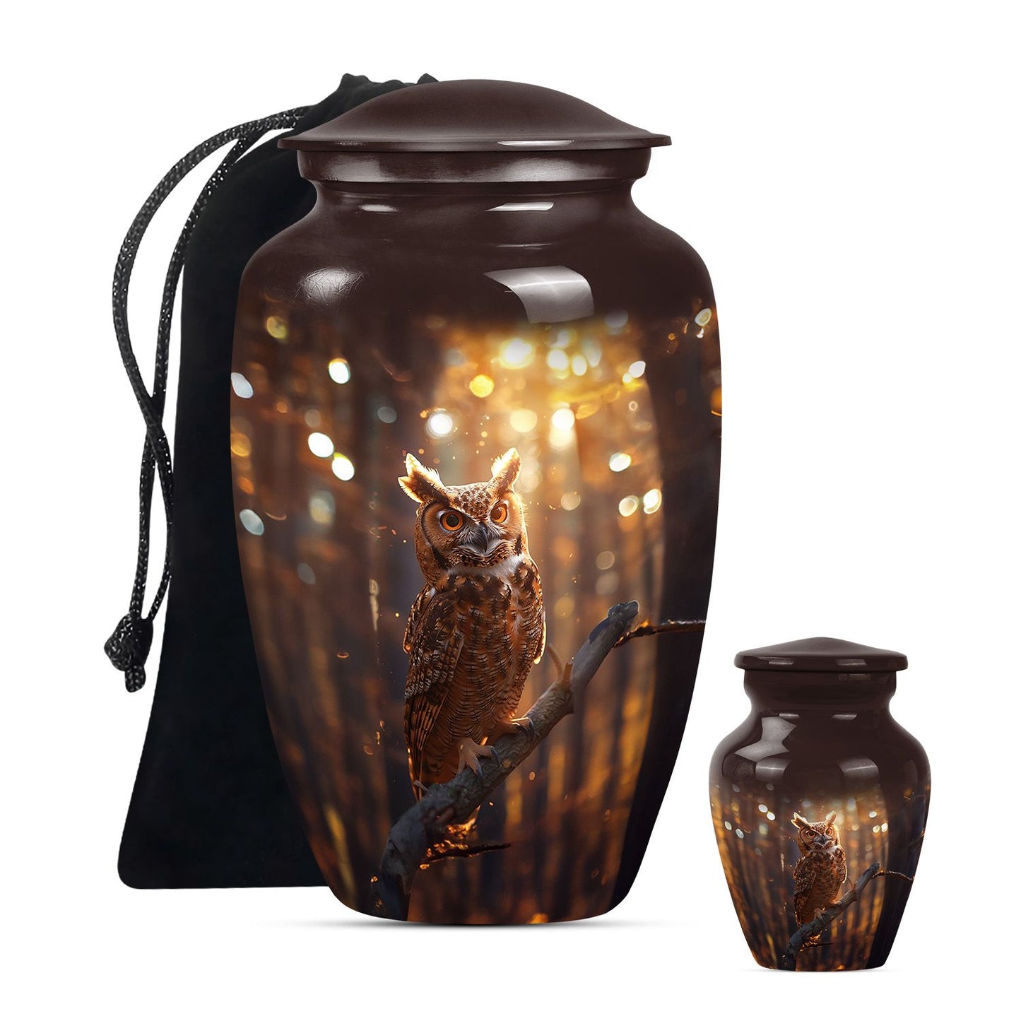 Owl Theme Large Urn With 1 Keepsake Urn