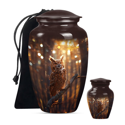 Owl Theme Large Urn With 1 Keepsake Urn