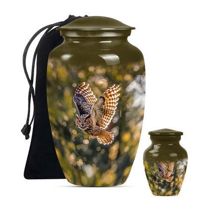 Owl Theme Large Urn With 1 Keepsake Urn