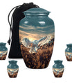 Owl Theme Large Urn With 4 Keepsake Urn