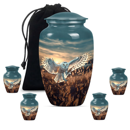 Owl Theme Large Urn With 4 Keepsake Urn