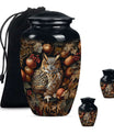 Owl Theme Large Urn With 2 Keepsake Urn