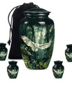 Owl Theme Large Urn With 4 Keepsake Urn