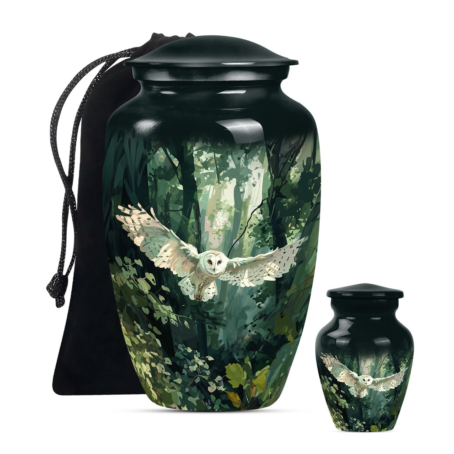 Owl Theme Large Urn With 1 Keepsake Urn