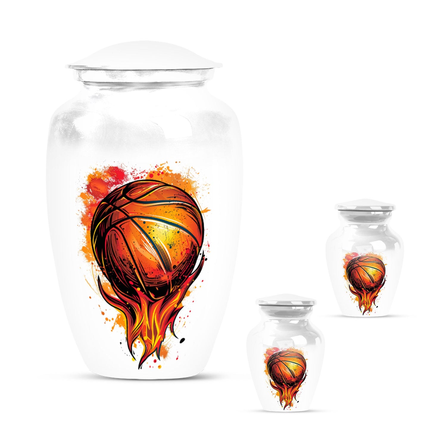 Basketball Theme Large Urn With 2 Keepsake Urn