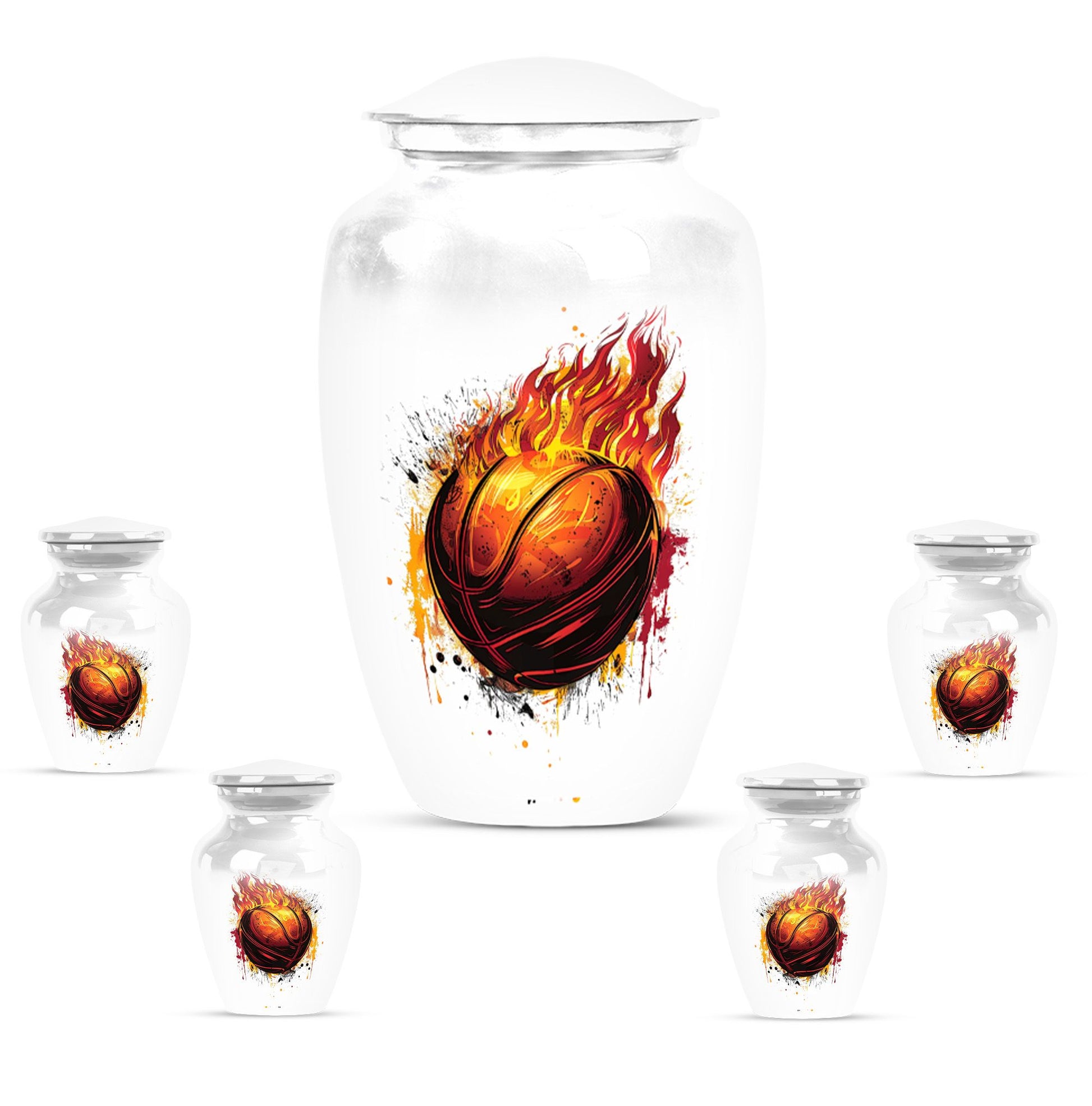 Basketball Theme Large Urn With 4 Keepsake Urn
