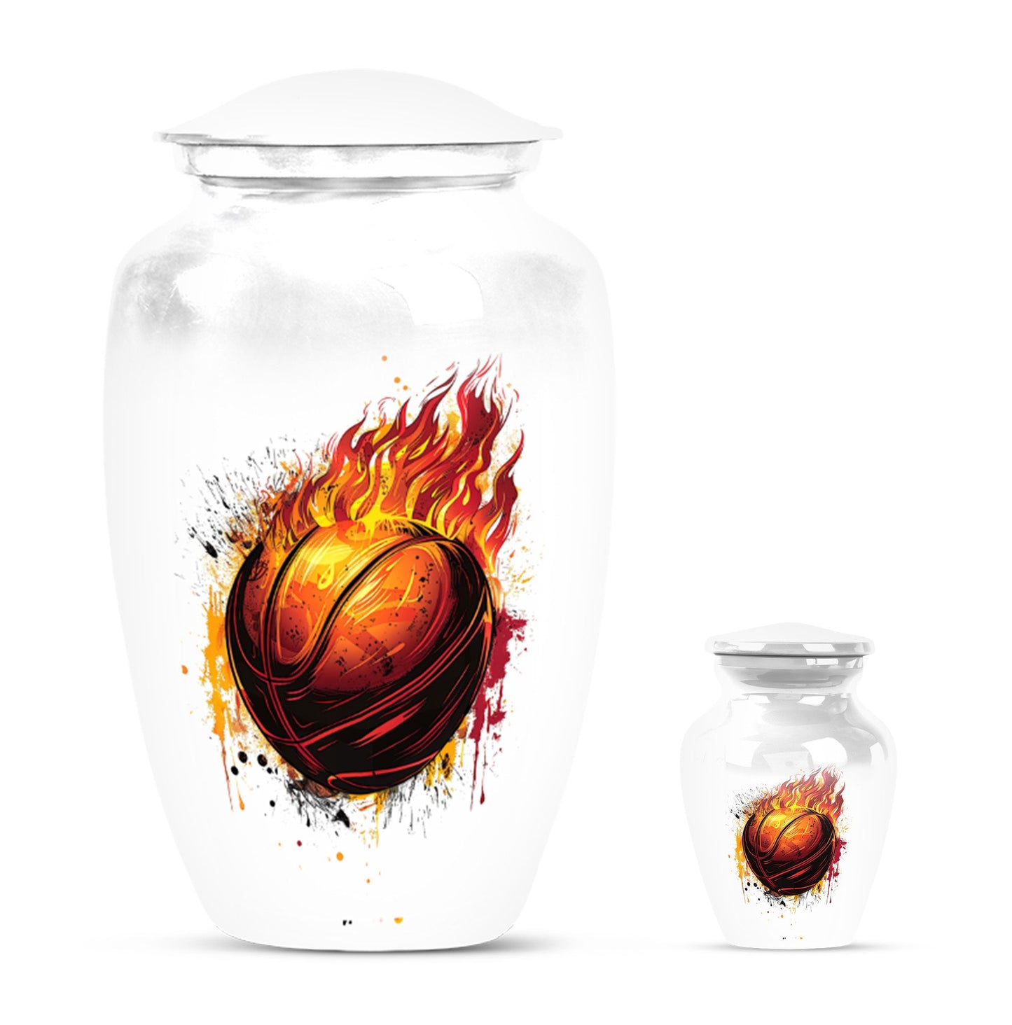 Basketball Theme Large Urn With 1 Keepsake Urn