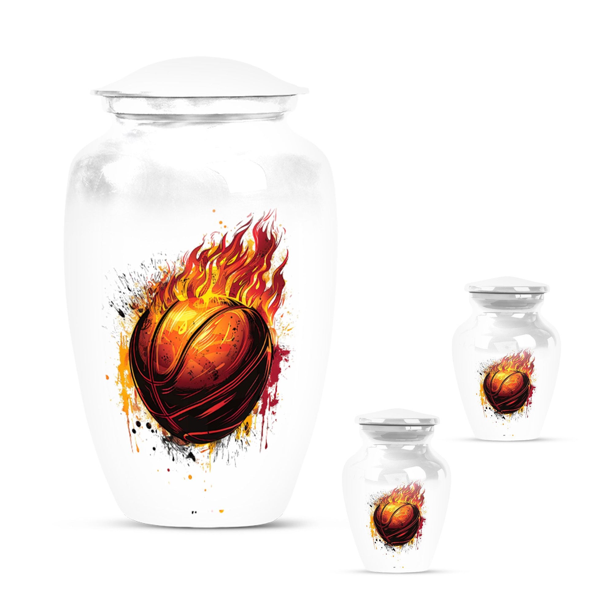 Basketball Theme Large Urn With 2 Keepsake Urn