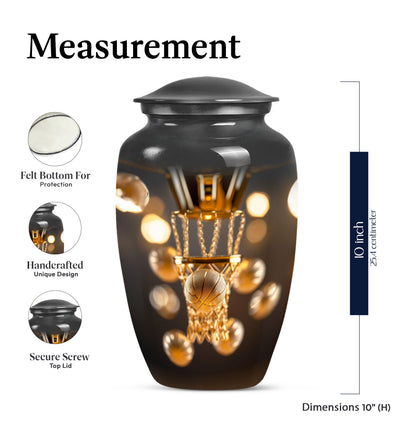 Classic 10-Inch basketball-themed memorial urn.