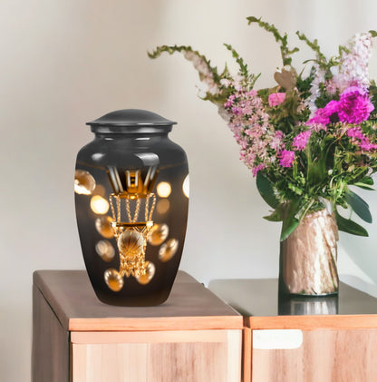 Classic 10-Inch basketball-themed memorial urn.