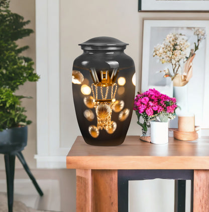 Classic 10-Inch basketball-themed memorial urn.