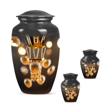Basketball Theme Large Urn With 2 Keepsake Urn