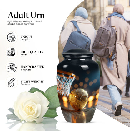 classic basketball urn, memorial burial funeral cremation