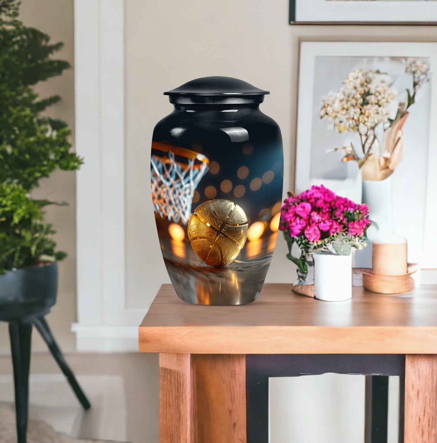 classic basketball urn, memorial burial funeral cremation