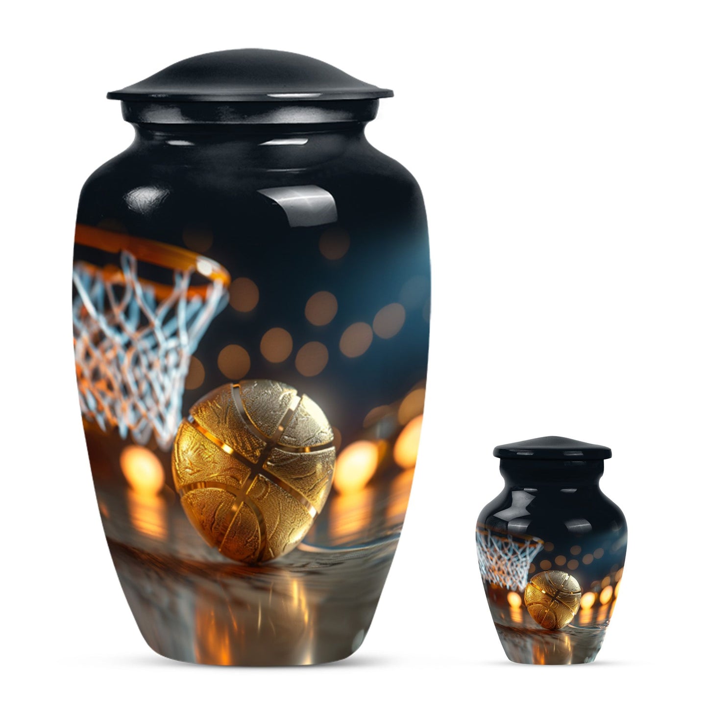 Basketball Theme Large Urn With 1 Keepsake Urn