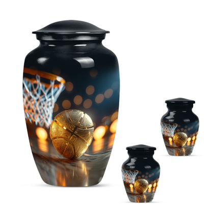 Basketball Theme Large Urn With 2 Keepsake Urn
