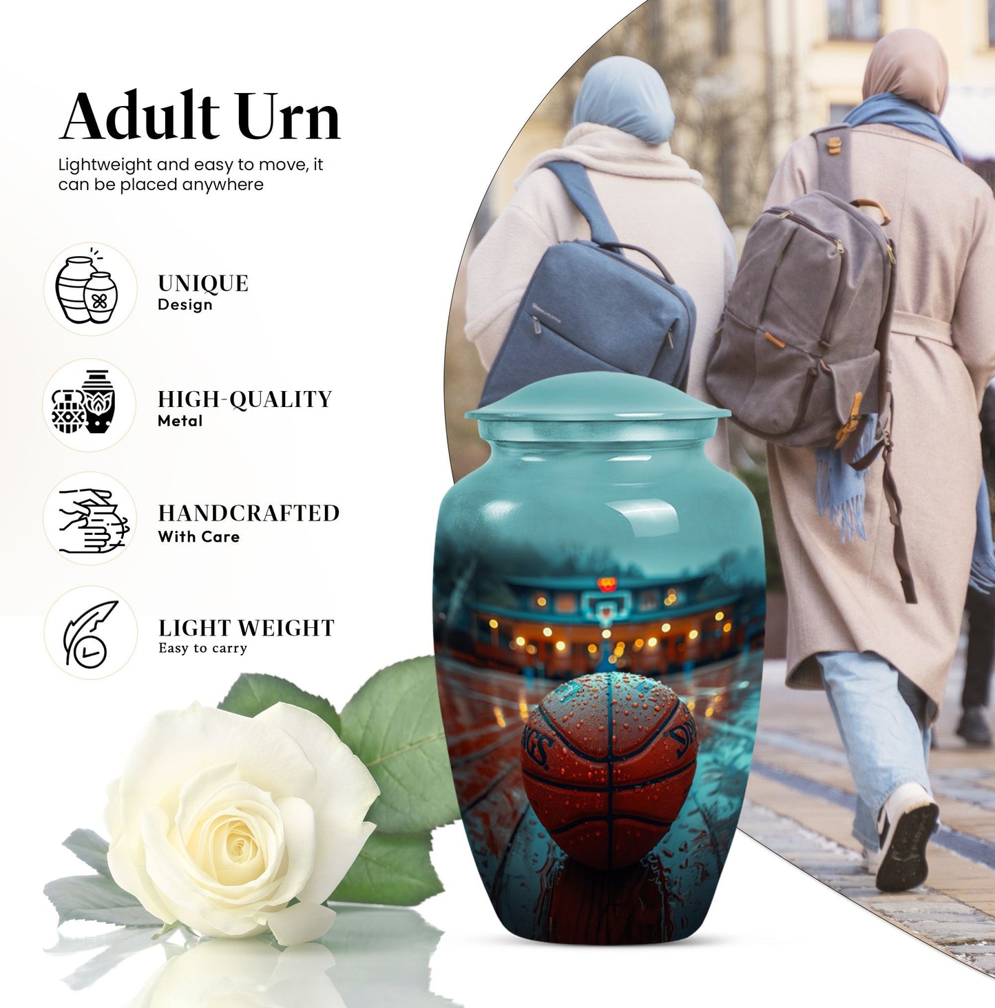 Classic 10-inch basketball-themed urn 