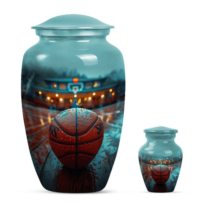 Basketball Theme Large Urn With 1 Keepsake Urn