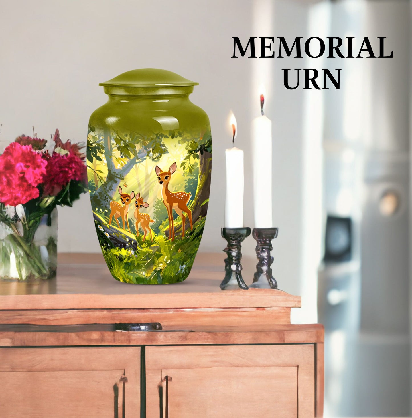 Classic 10-inch deer Urn, memorial urn for men.