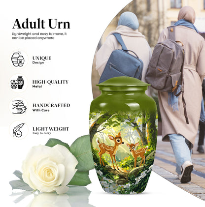 deer urn, an aluminium funeral urn for men ashes