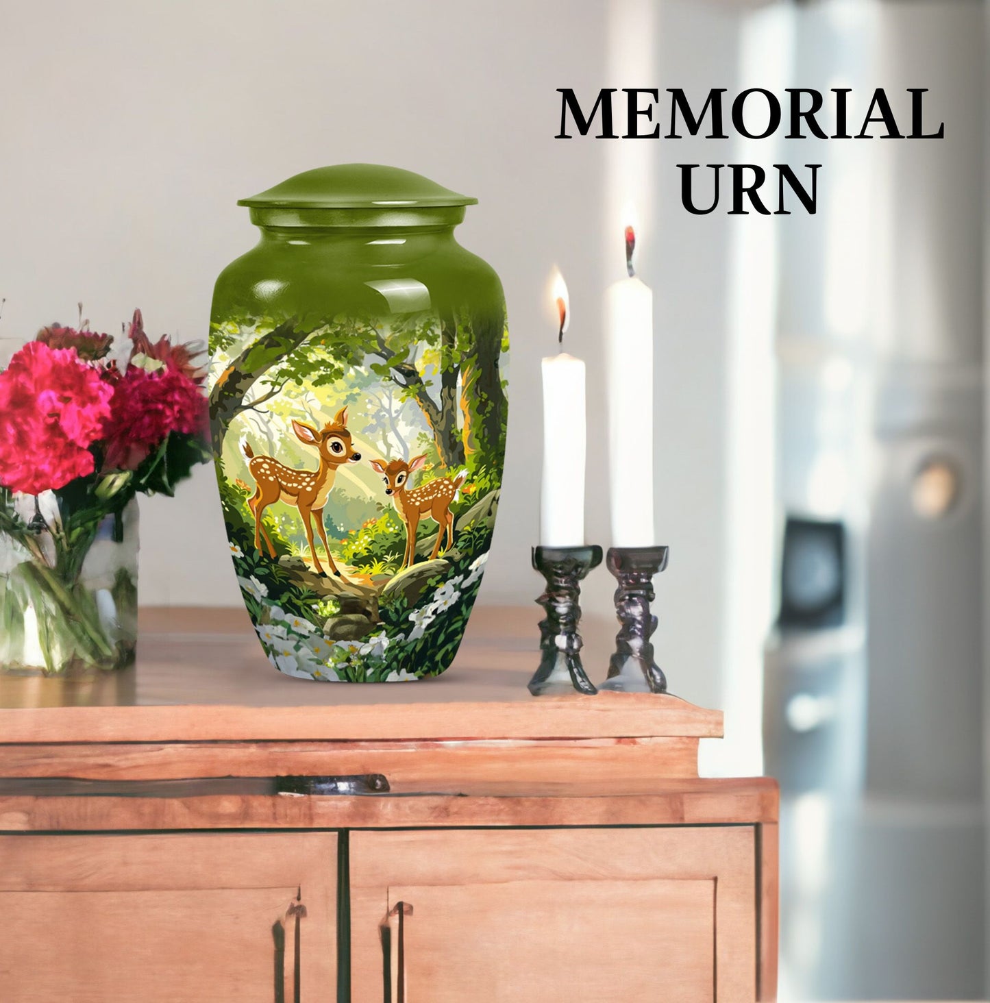 deer urn, an aluminium funeral urn for men ashes