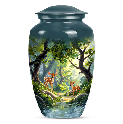 Elegant 10-inch aluminium gramophone themed deer urn.