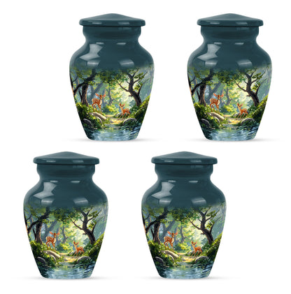 Elegant 10-inch aluminium gramophone themed deer urn.