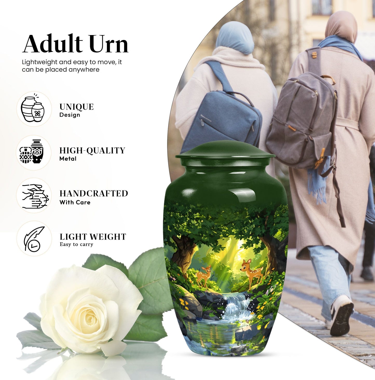  deer-themed Aluminum Urn 