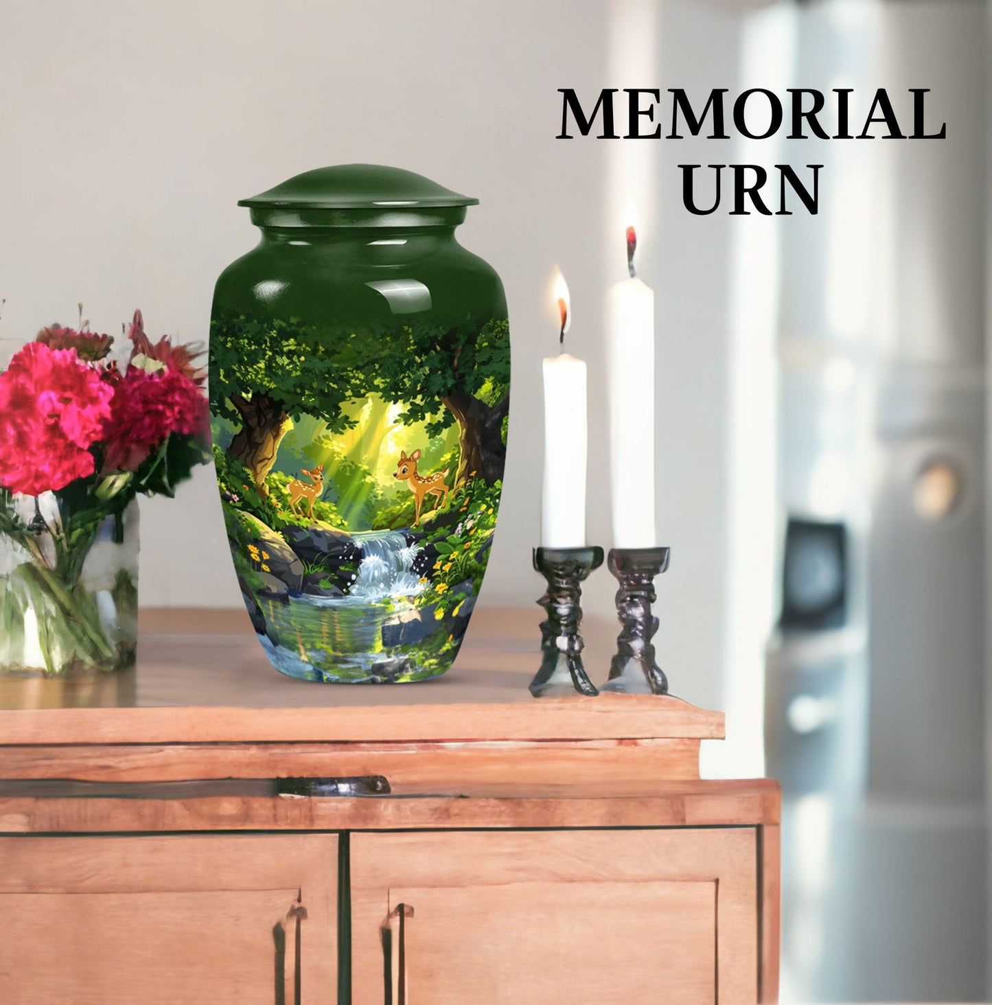 deer-themed Aluminum Urn 