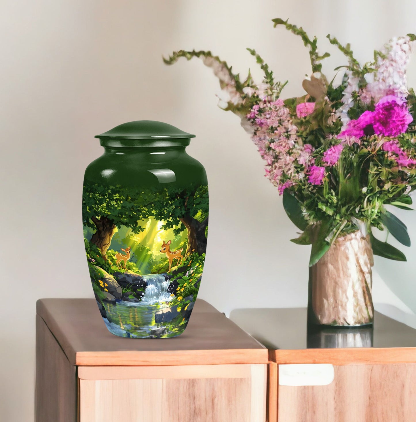 deer-themed Aluminum Urn 