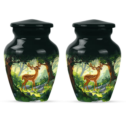 10-Inch aluminium deer urn.