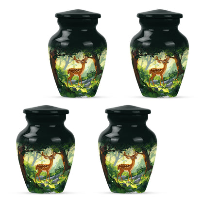 10-Inch aluminium deer urn.