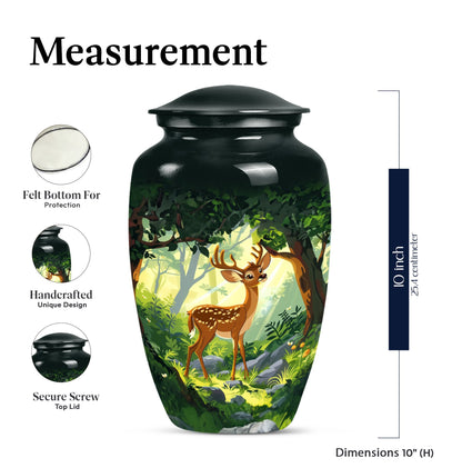 10-Inch aluminium deer urn.