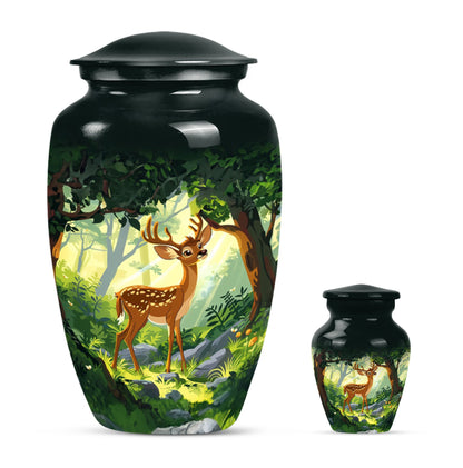 10-Inch aluminium deer urn.