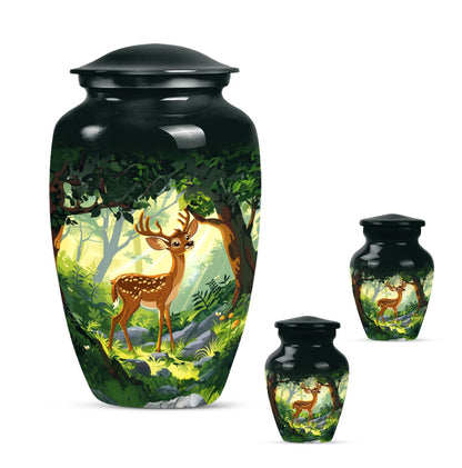 10-Inch aluminium deer urn.