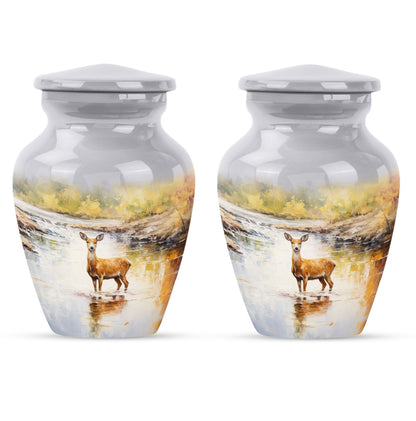 deer Urn made from Aluminium for woman's funeral ashes