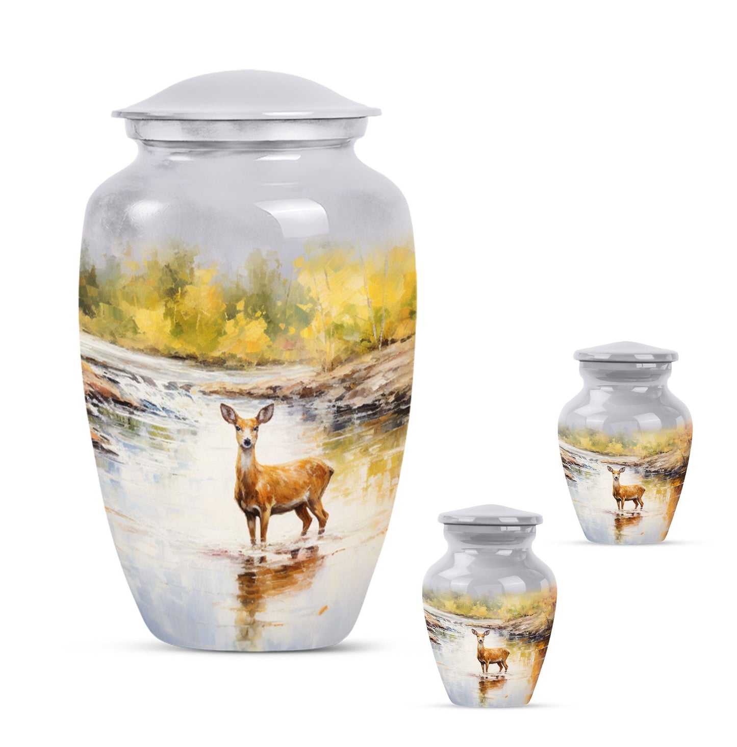 deer Urn made from Aluminium for woman's funeral ashes