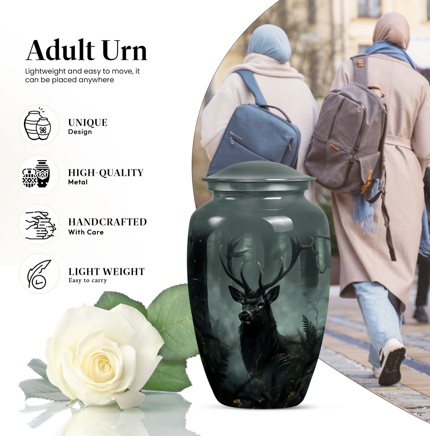 Classic 10 inch Gramophone themed deer Urn,
