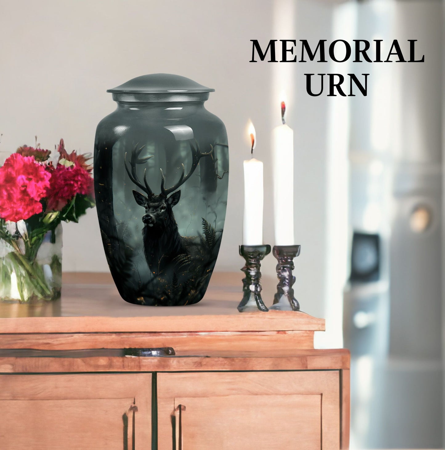 Classic 10 inch Gramophone themed deer Urn,