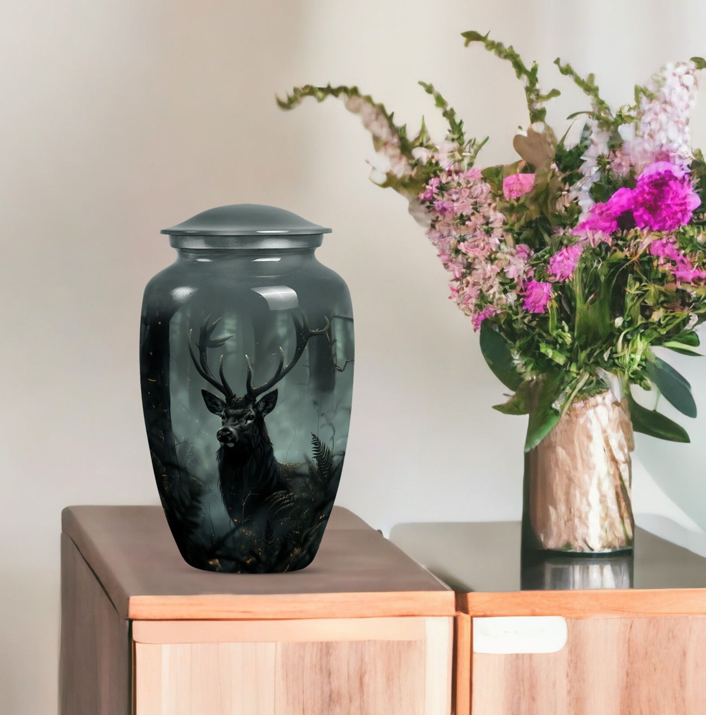 Classic 10 inch Gramophone themed deer Urn,