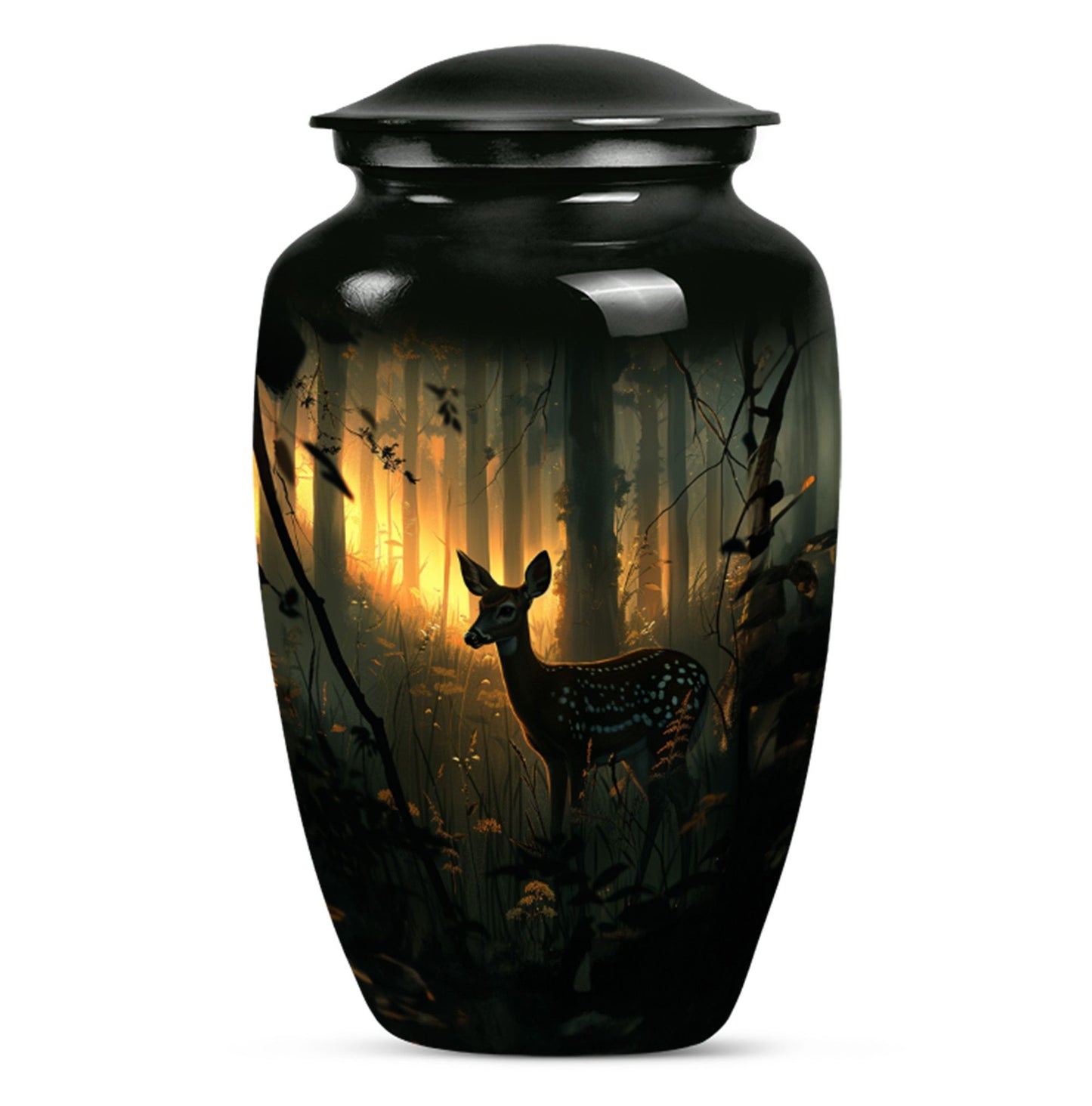 10-inch classic gramophone-themed deer urn.