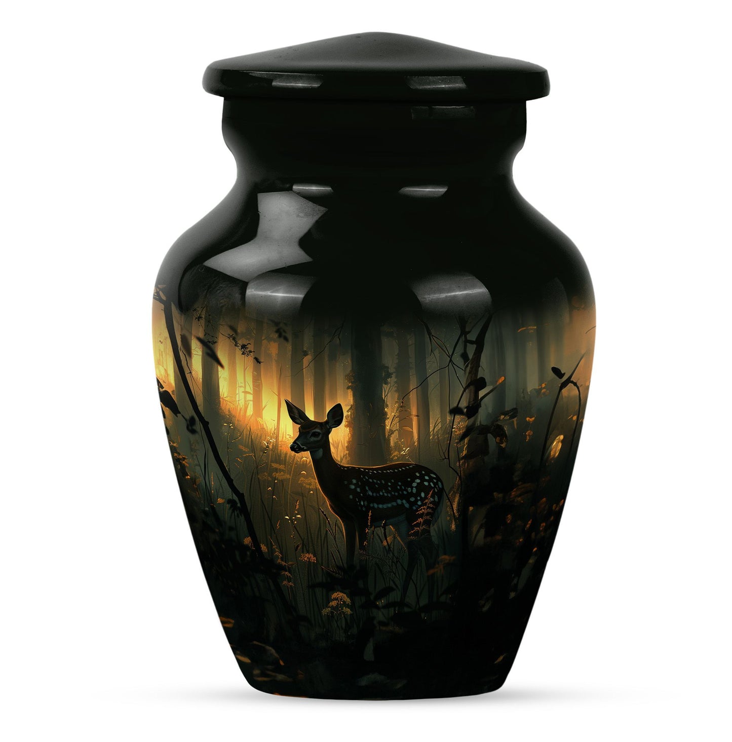 10-inch classic gramophone-themed deer urn.