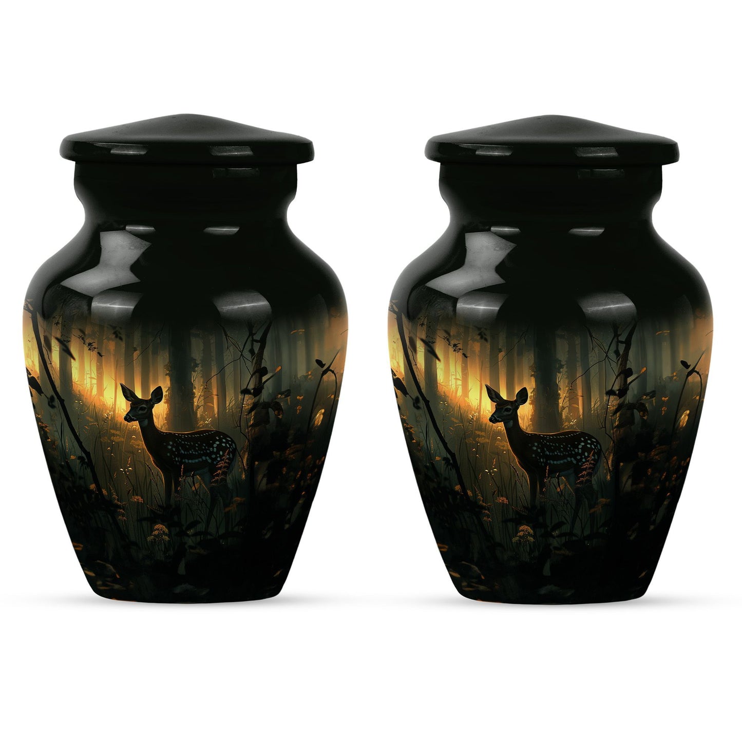 10-inch classic gramophone-themed deer urn.