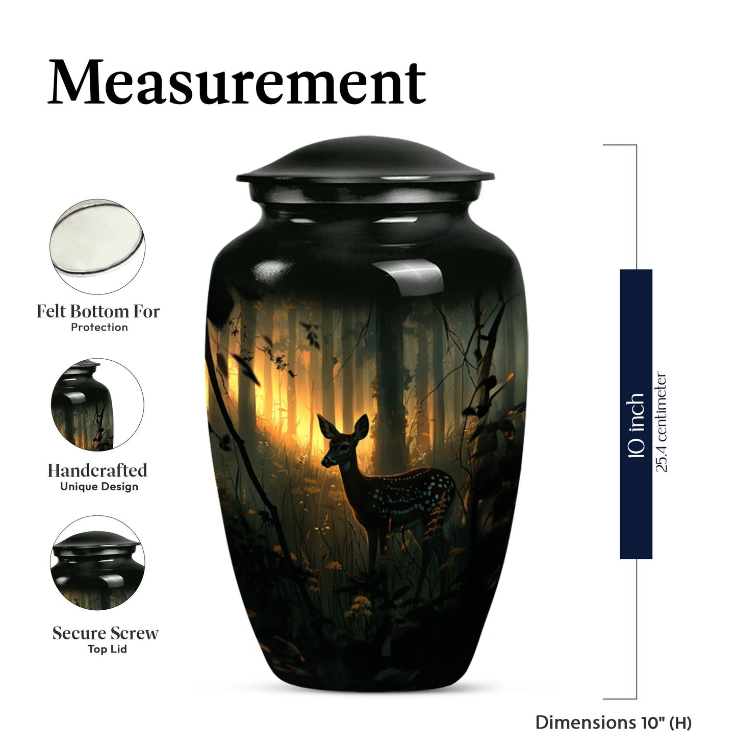 10-inch classic gramophone-themed deer urn.