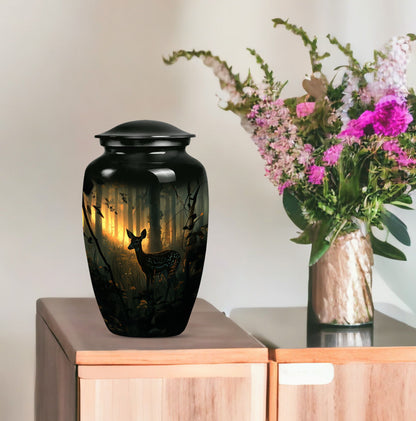 10-inch classic gramophone-themed deer urn.